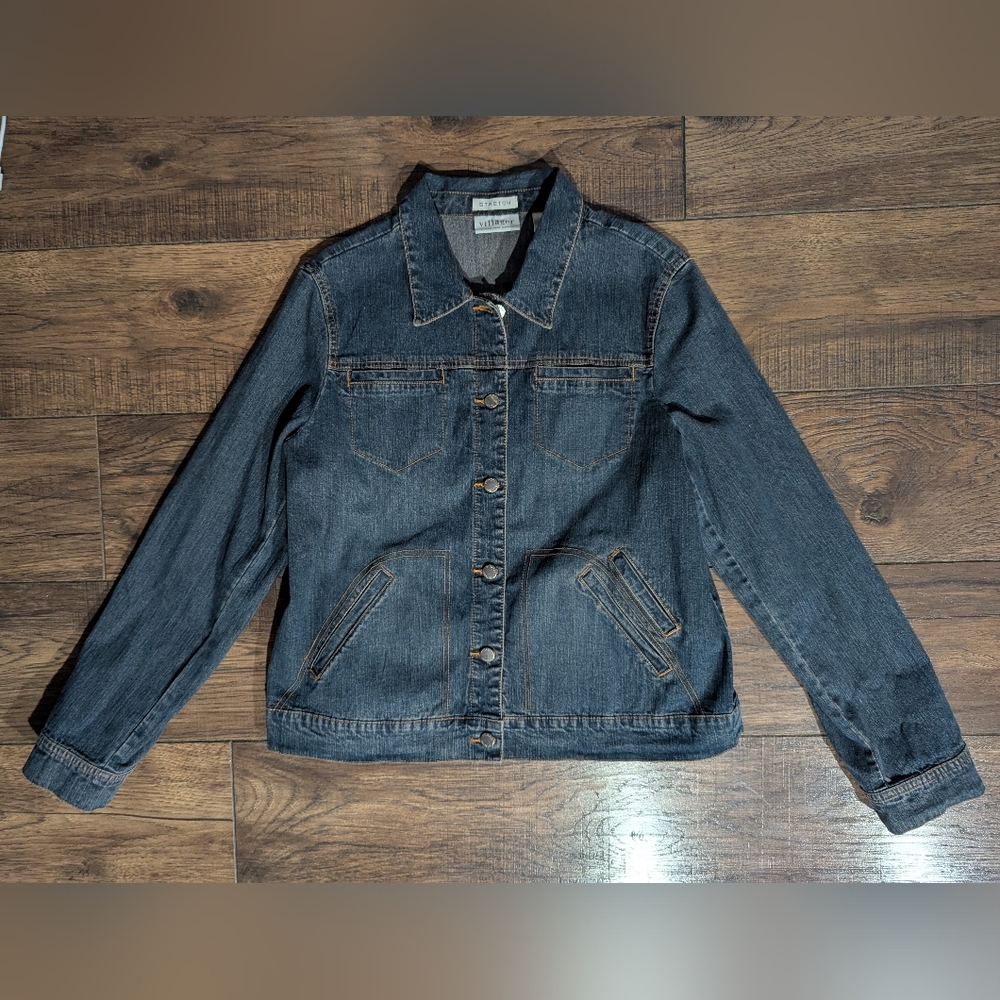 VILLAGER by LIZ CLAIBORNE Womens Vintage 1990s Denim Trucker Jacket Size 16